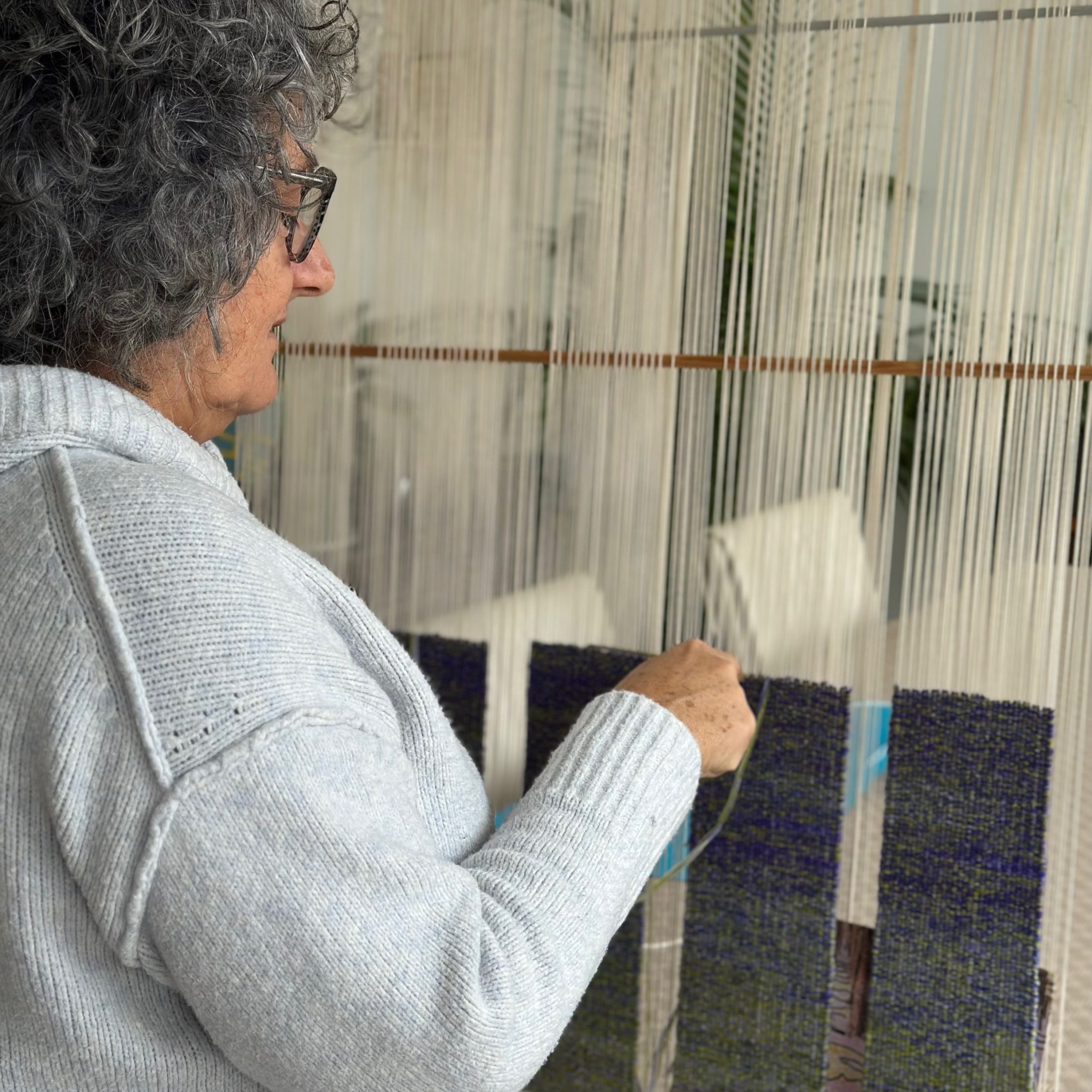 Upload one image of you at work in your studio: joannebriffett_work-in-on-loom Joanne Briffett